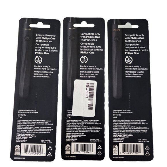PHILIPS One Sonicare Replacement Brush Heads Navy Blue Pack of 3 (6 Total) NEW - Picture 2 of 6